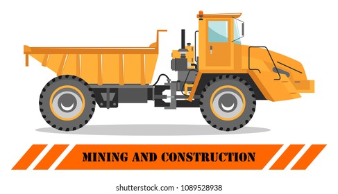 Off-highway truck. Heavy mining machine and construction equipment. Vector illustration.