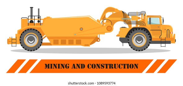 Off-highway truck. Heavy mining machine and construction equipment. Vector illustration.