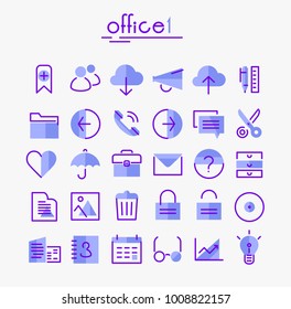 Office 1 linear icons collection