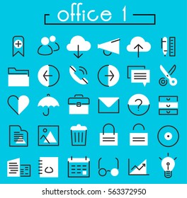 Office 1 linear icons collection