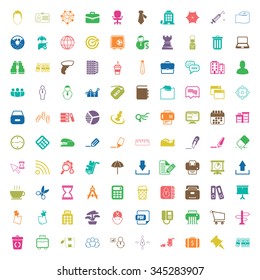 office 100 icons set for web flat