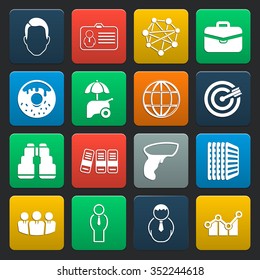 office 16 icons universal set for web and mobile flat