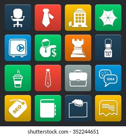 office 16 icons universal set for web and mobile flat