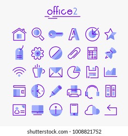 Office 2 linear icons collection
