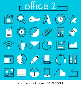 Office 2 linear icons collection