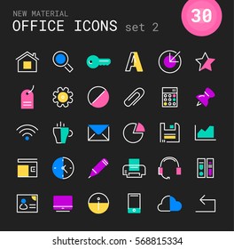 Office 2 linear icons collection
