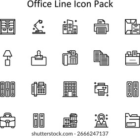 Office - 20 Vector Icons in Line Style
