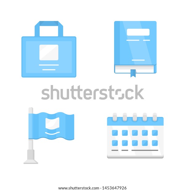 Office Accessories Flat Design Color Icons Stock Vector Royalty