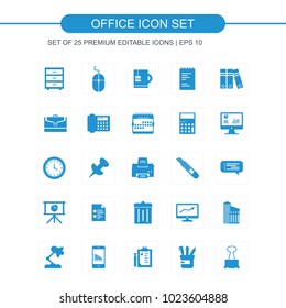 Office accessories icon set