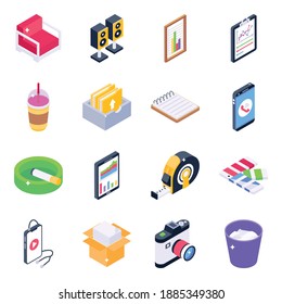 
Paquete de iconos isométricos de Office Accessories 