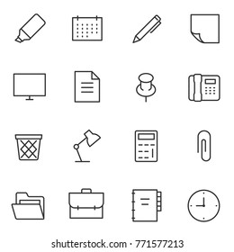 office accessories and tools, icons set. linear design. Line with Editable stroke