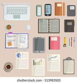 office accessories. vector illustrations.office equipment icons.