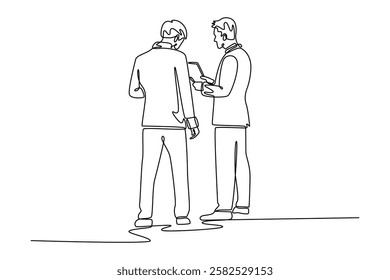 Office activity concept. Single line draw design vector graphic illustration.