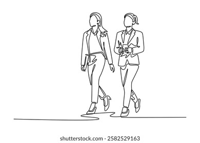 Office activity concept. Single line draw design vector graphic illustration.