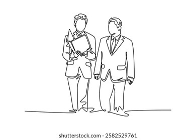 Office activity concept.. Single line draw design vector graphic illustration.