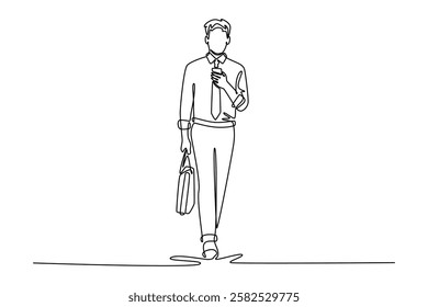 Office activity concept.. Single line draw design vector graphic illustration.