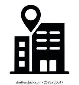 Office address icon multiple buildings location pin GPS