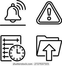 Conjunto de iconos de línea de Cargar de alertas de oficina