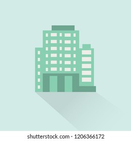 Office and apartment building illustration. Vector skyscraper building icon. Trendy Flat style for graphic design, Web site, UI. EPS10.
