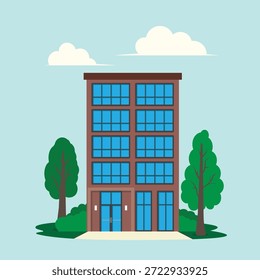 Office Architecture Building Construction Vector Illustration