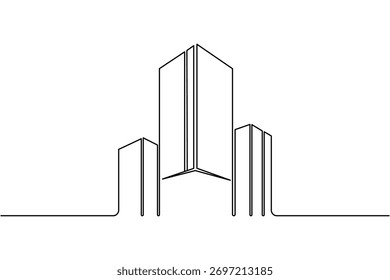 Office architecture continuous one line minimalist vector illustration
