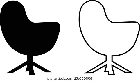 Office armchair icon set. Furniture for office Interior. Wireframe low poly mesh flat and line vector collection isolated on transparent background. Gaming chairs comfortable equipment for work