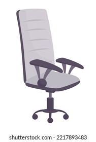 Office armchair semi flat color vector object. Comfortable seat. Editable element. Full sized item on white. Furniture simple cartoon style illustration for web graphic design and animation