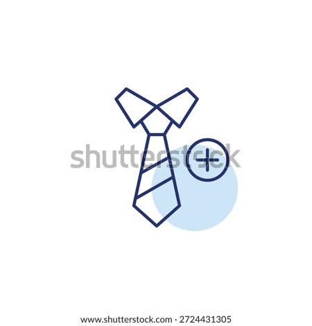 Office attire tie and plus. Professional growth, employee onboarding. Pixel perfect, editable stroke vector icon