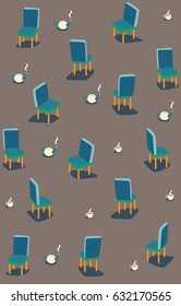 Office background with chairs and cups of coffee. Meeting room. Support room.