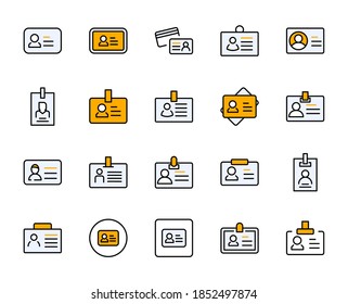 Office badge line icon set. Collection of vector symbol in trendy flat style on white background. Business sings for design.