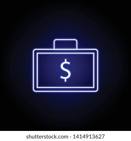 office bag dollar icon in neon style. Element of finance illustration. Signs and symbols icon can be used for web, logo, mobile app, UI, UX
