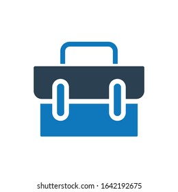 Office bag glyph icon vector - blue color bag icon