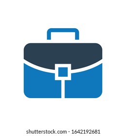 Office bag glyph icon vector - blue color bag icon