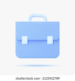 Office bag or portfolio 3d vector icon. Isolated on white.
