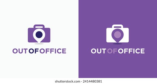 Bürobeutel, Vektorlogo-Design mit Standortstift.