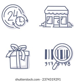 office bank currency icon bundle line flat  