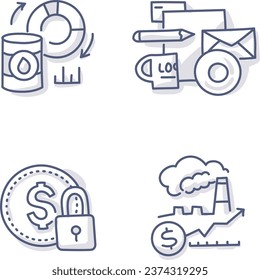 office bank currency icon bundle line flat  