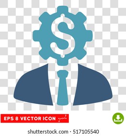 Office Bank Robot Worker EPS vector pictogram. Illustration style is flat iconic bicolor cyan and blue symbol.