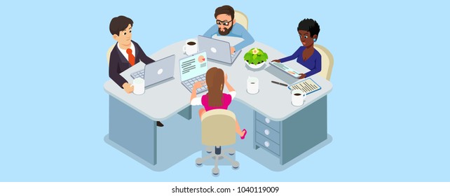 Office banner. Cartoon illustration of office vector banner for web