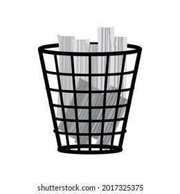 office bin with paper isolated icon
