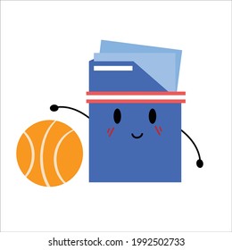 Office Binder Character Flat Cartoon Vector Template Design Illustration