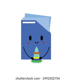 Office Binder Character Flat Cartoon Vector Template Design Illustration