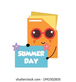 Office Binder Character Flat Cartoon Vector Template Design Illustration