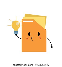 Office Binder Character Flat Cartoon Vector Template Design Illustration