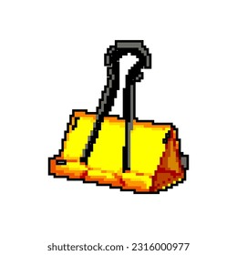 Bürobinderklemme, Pixelkunst-Retrovektor. Bitbürobinderklemme. alte Vintage-Illustration