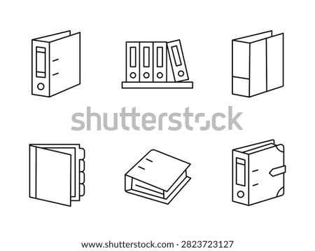 Office Binder and Document Folder Line Icon Set