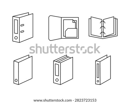 Office Binder and Document Folder Line Icon Set