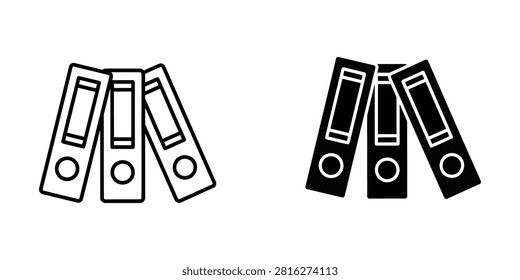 Office binder folder document storage icon set with document organization archiving business administrative