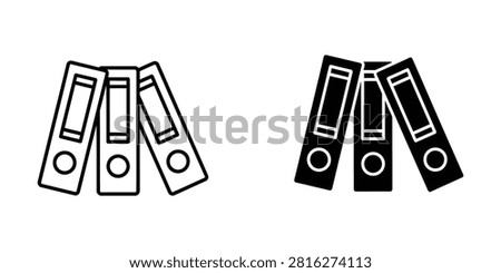 Office binder folder document storage icon set with document organization archiving business administrative