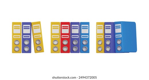 Office Binder icon set 3d render concept of office paper folder icon vector illustration